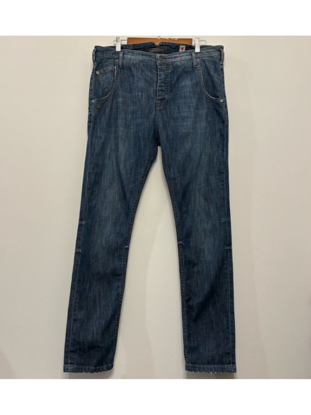 Daniele Alessandrini Button Fly Blue‎ Wash Jeans Distressed Stretch Men’s 31